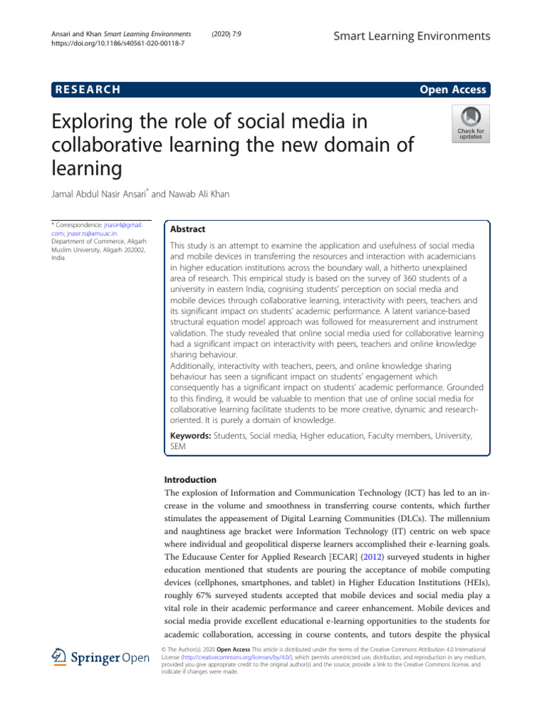 Khan NA - Social Media in Collaborative Learning | PDF | Educational ...