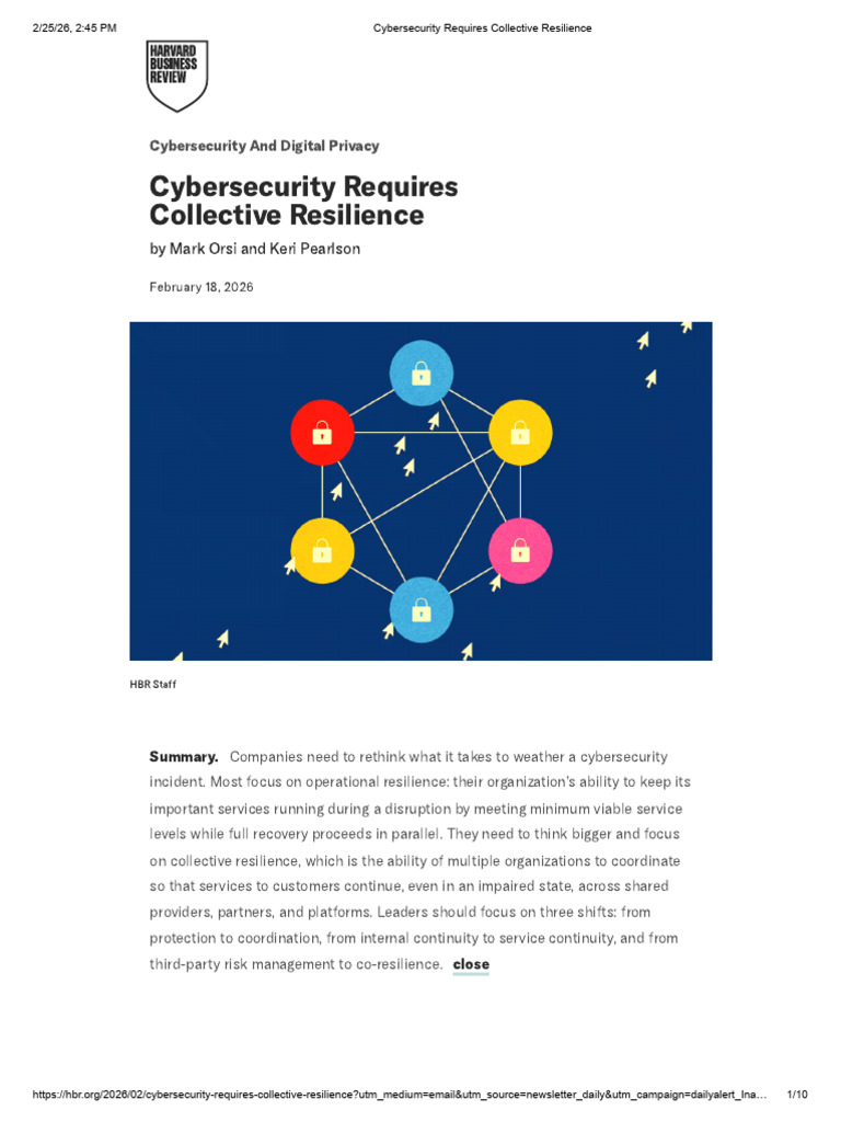Cybersecurity Requires Collective Resilience | PDF | Computer Security ...