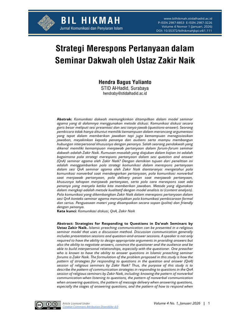 Strategi Merespon Pertanyaan Dalam Seminar Oleh Ustad Zakir Naik ...