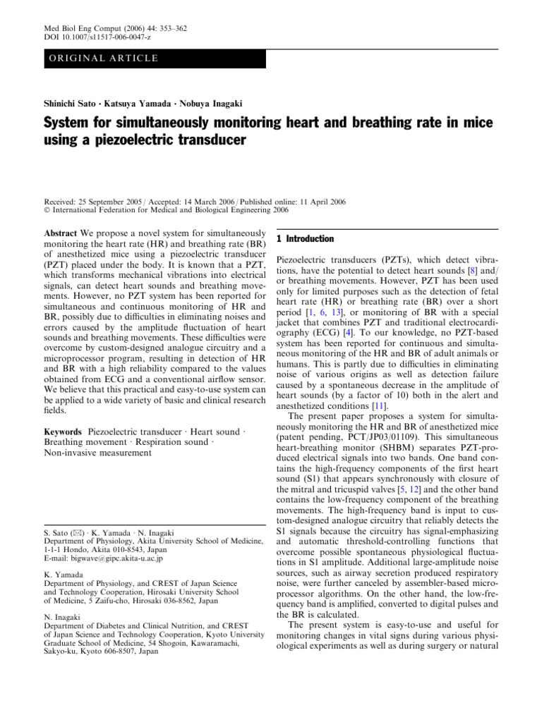 System for Simultaneously Monitoring Heart and Breathing Rate in Mice ...