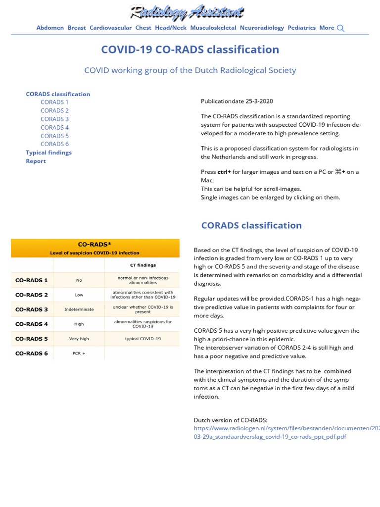 The Radiology Assistant _ COVID-19 CO-RADS Classification | PDF ...