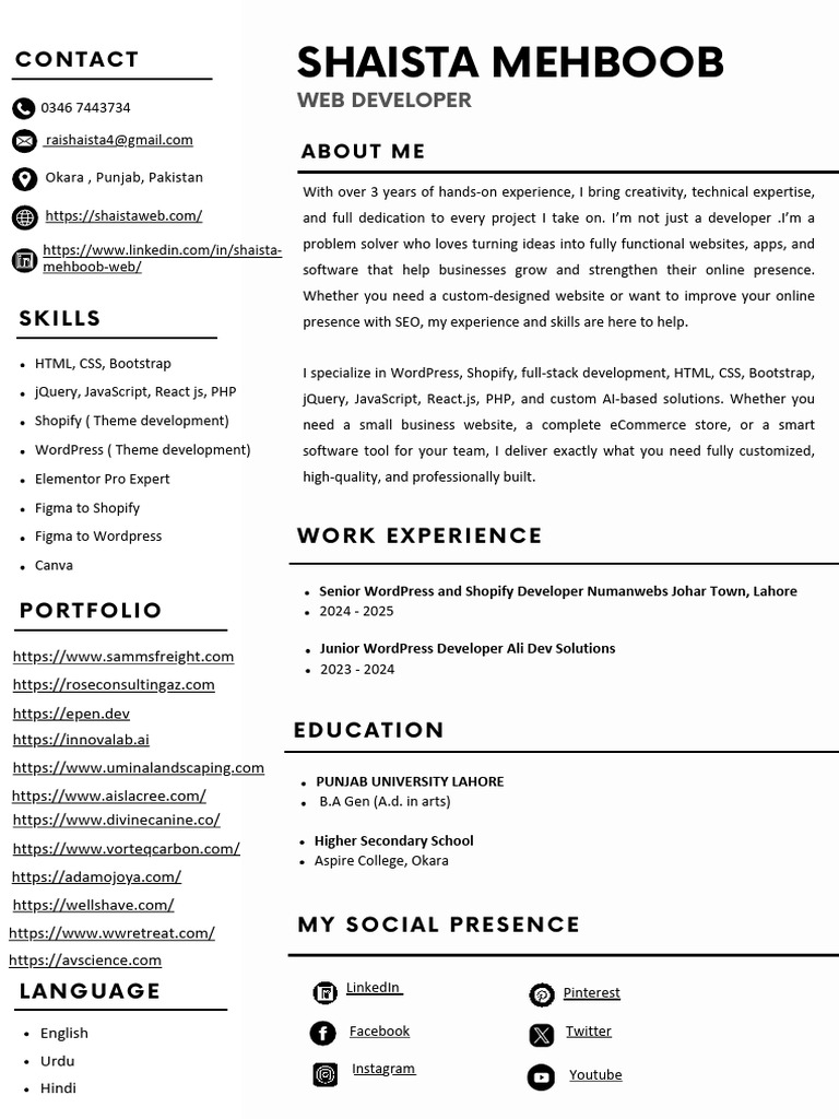 Shaista Mehboob | PDF | Bootstrap (Front End Framework) | Java Script