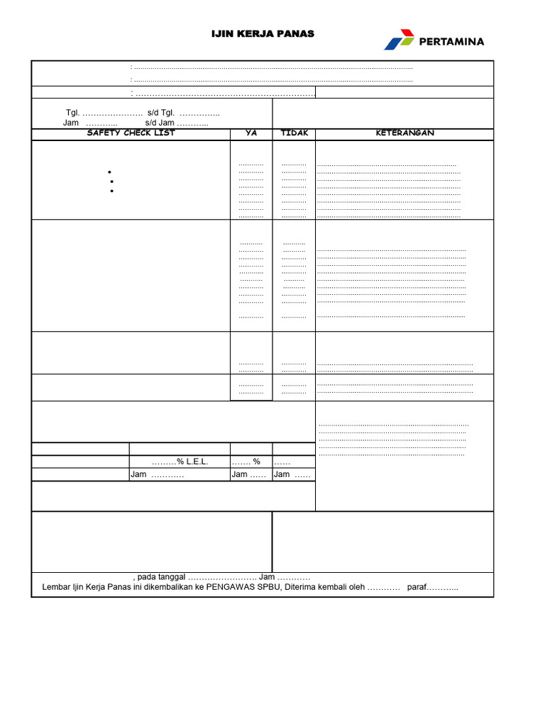 LMP-Form Ijin Kerja Panas SPBU | PDF