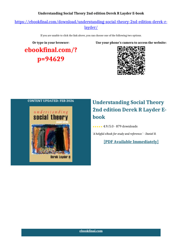 Understanding Social Theory 2nd Edition Derek R Layder Ebook Compatible ...