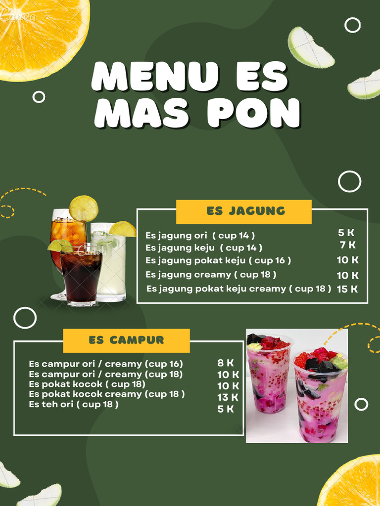 Menu Es Segar Modern Hijau Kuning - 20260219 - 135555 - 0000 | PDF