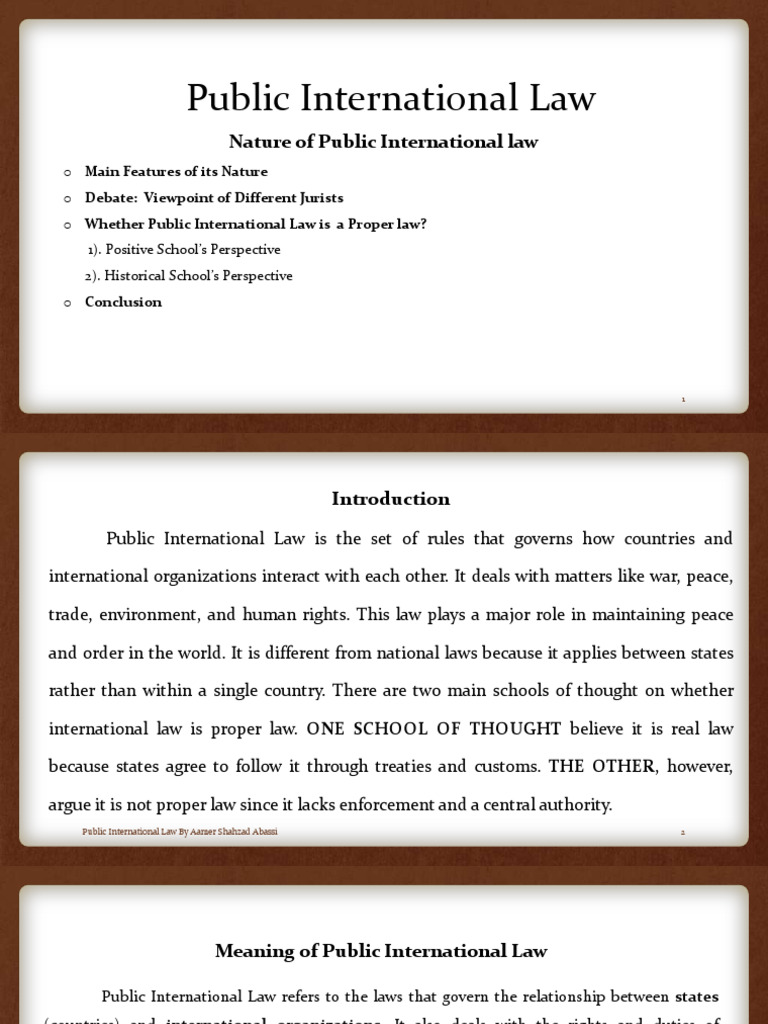02. Nature of Public International Law. Is public Internationl law is a ...