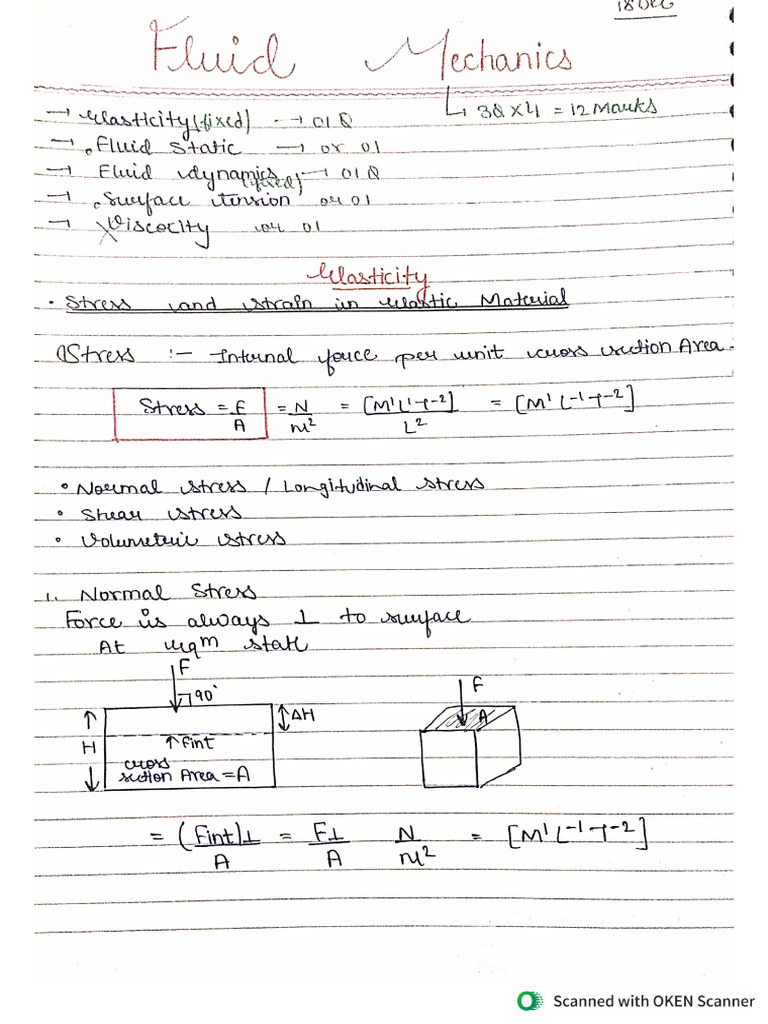 Fluid Mechanics Student Notes | PDF