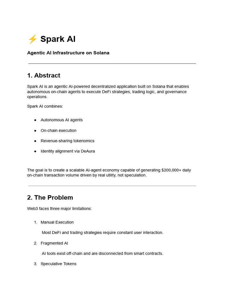 Spark Ai - Solana - DeAura - Lite Paper | PDF | Artificial Intelligence ...