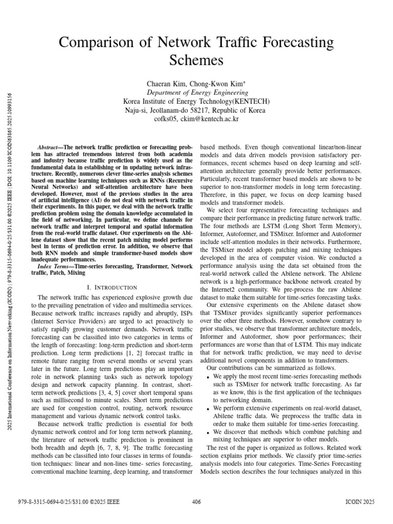 Comparison of Network Traffic Forecasting Schemes | PDF | Time Series ...