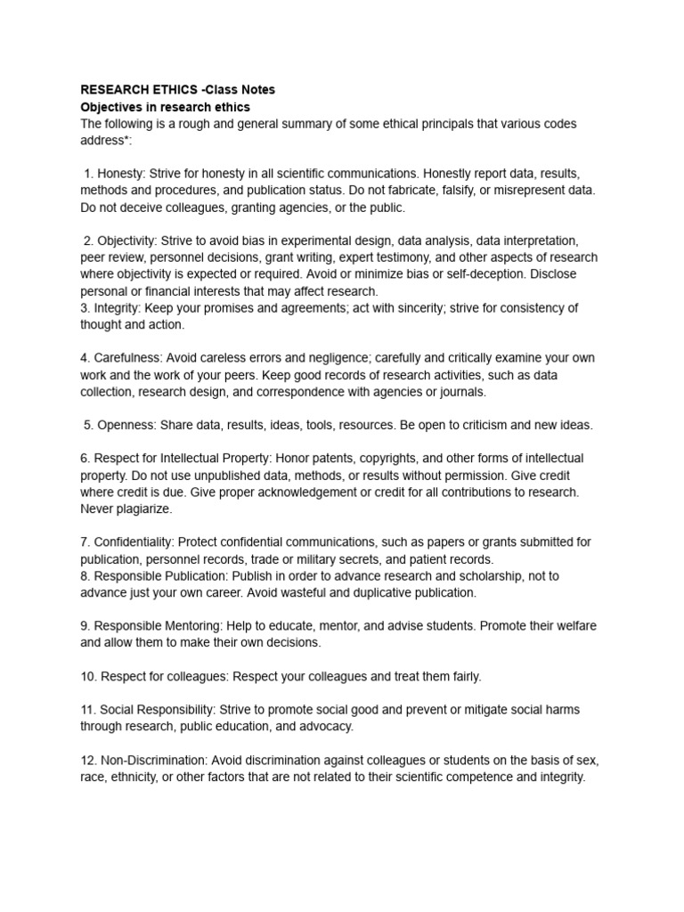 Research Ethics - Class Notes | PDF | Data | Patent