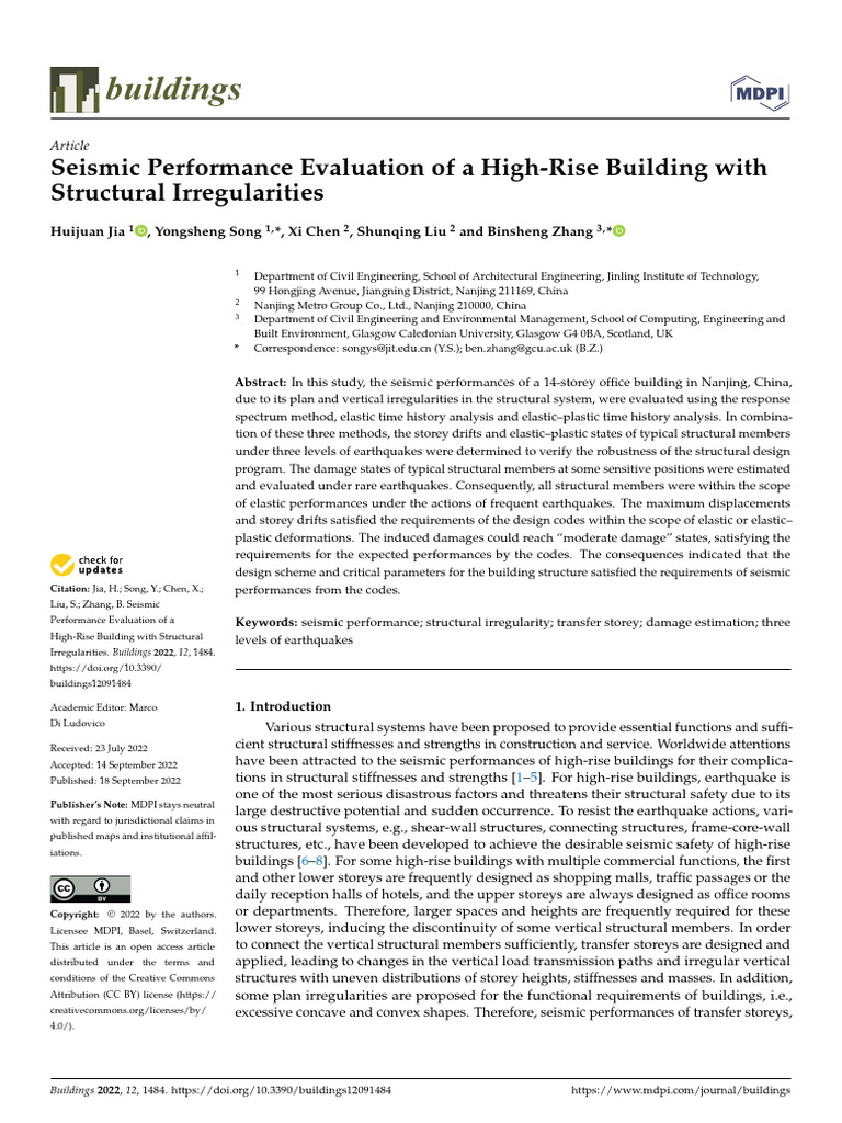 Buildings 12 01484 v2 | PDF | Earthquakes | Beam (Structure)