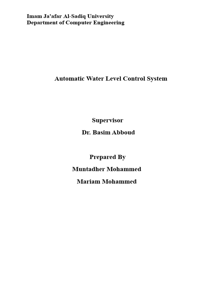 Automatic Water Level Control System | PDF | Pump | Water Conservation