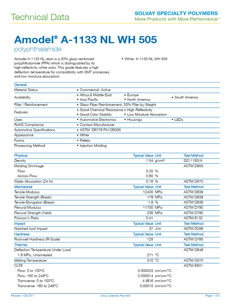 (TDS) Amodel-A1133 NL Wh505 | PDF
