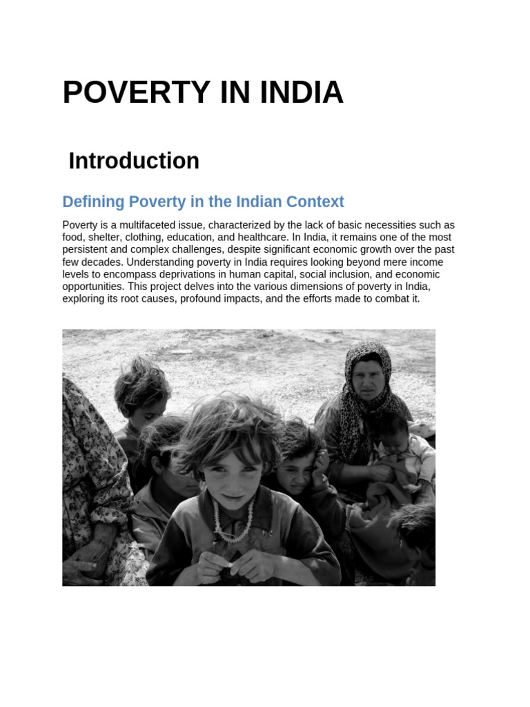Poverty in India Project Report | PDF | Poverty | Poverty & Homelessness