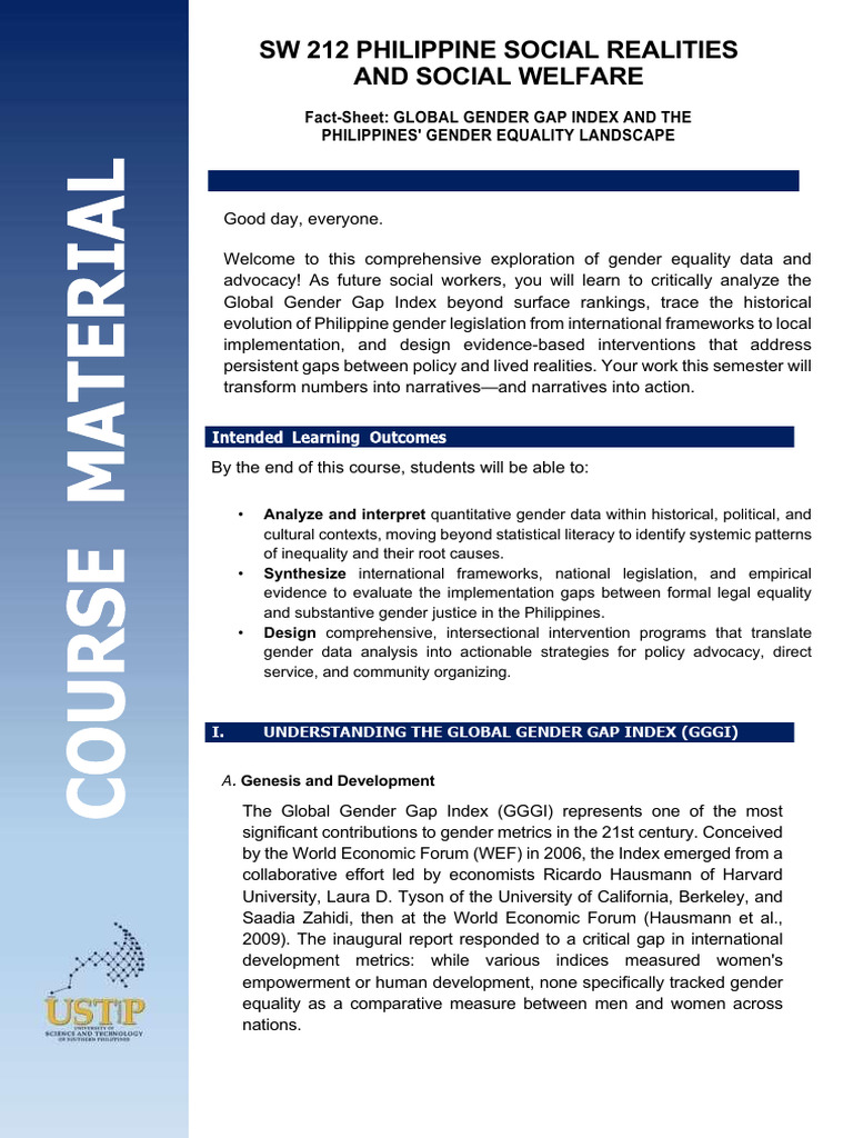 Global Gender Gap Index (GGGI) - Reading Material | PDF | Convention On ...
