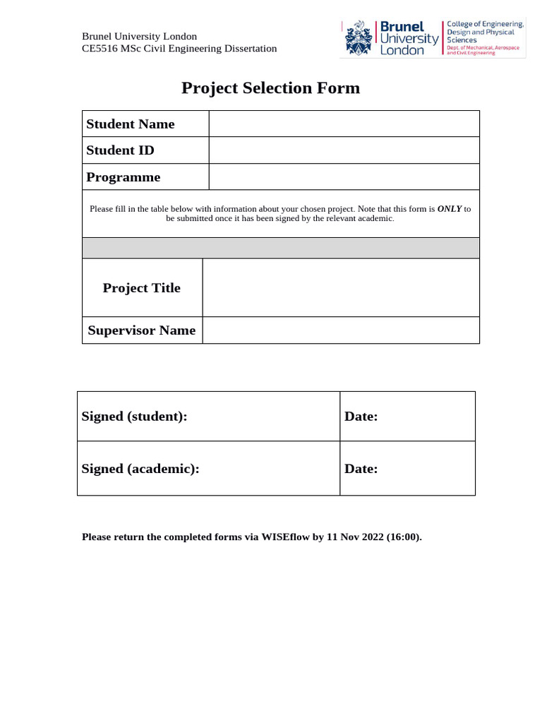 CE5516 Project Selection Form 2022-2023 | PDF