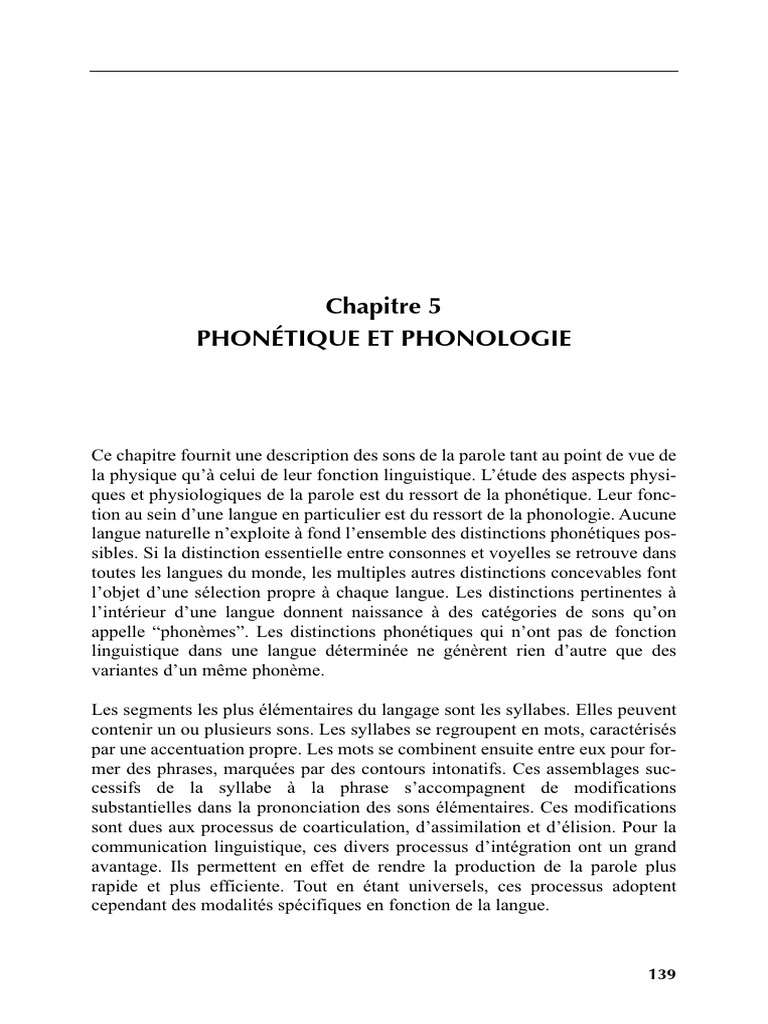 Chapitre 5 Phonetique Et Phonologie | PDF | Syllabe | Accent tonique