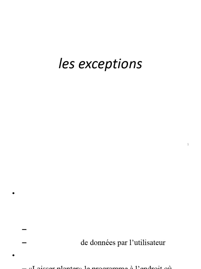 Les Exceptions | PDF | Java (Langage de programmation) | Informatique