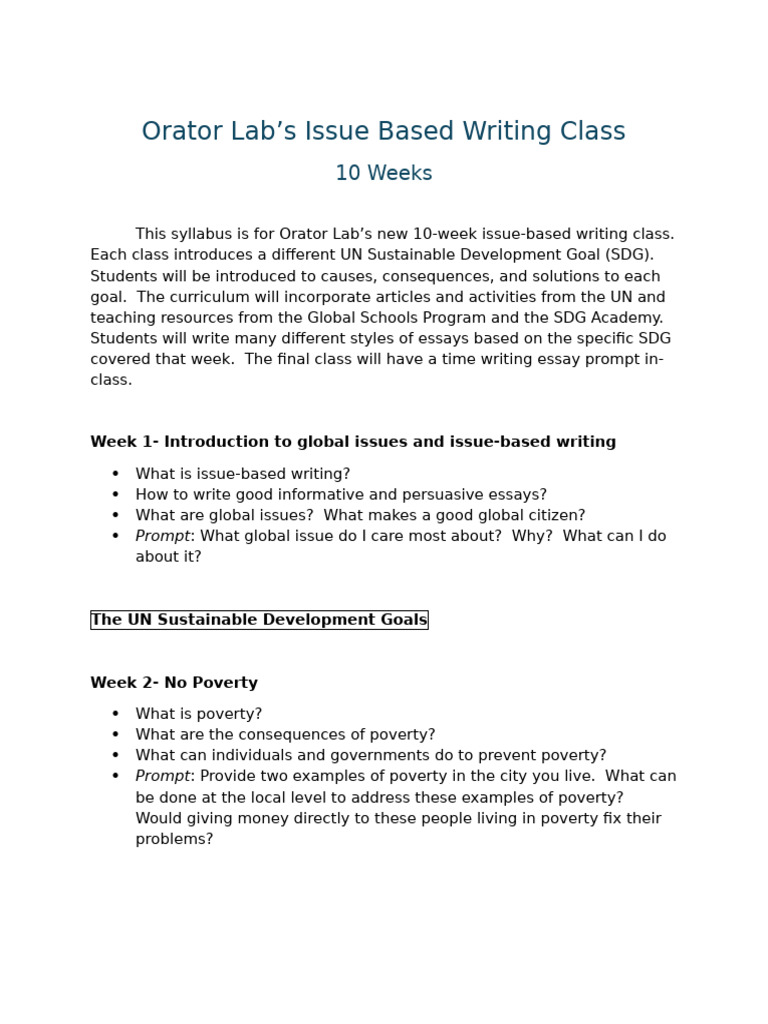 OratorLab-IssueBasedWriting-10Wk | PDF | Sustainable Energy | Climate ...