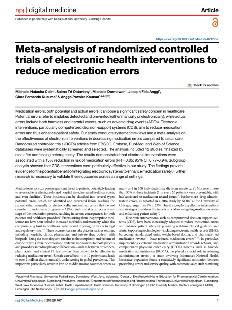 Meta-Analysis of RCT of Ehealth Interventions to Reduce Medication ...