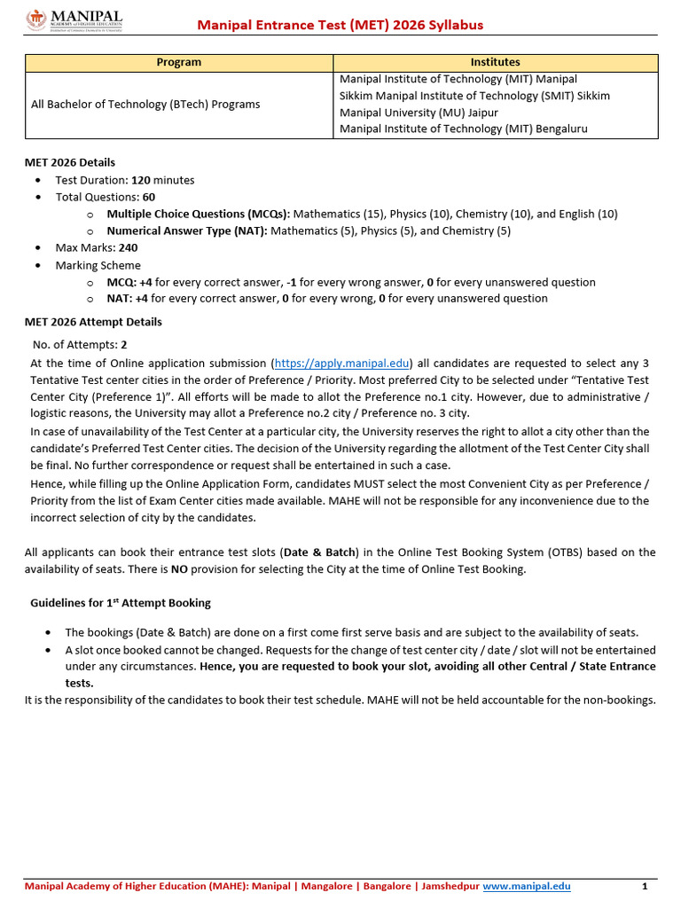 Btech Met Syllabus 2026 | PDF | Line (Geometry) | Chemical Bond