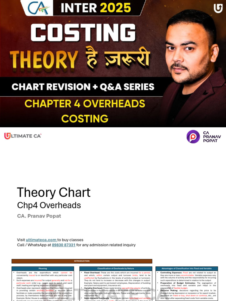 Pranav Sir Costing Theory Chart - Chp4 Overheads | PDF | Expense | Cost