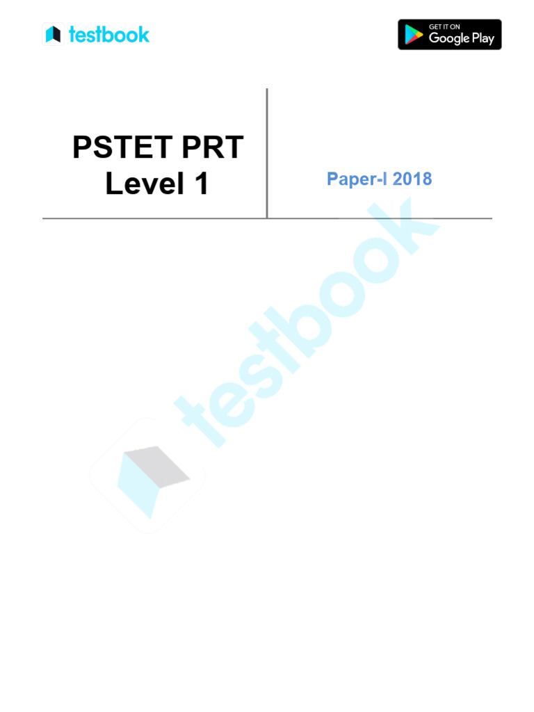 PSTET PRT Level 1 Official Paper-I (Held in - 2018) | PDF