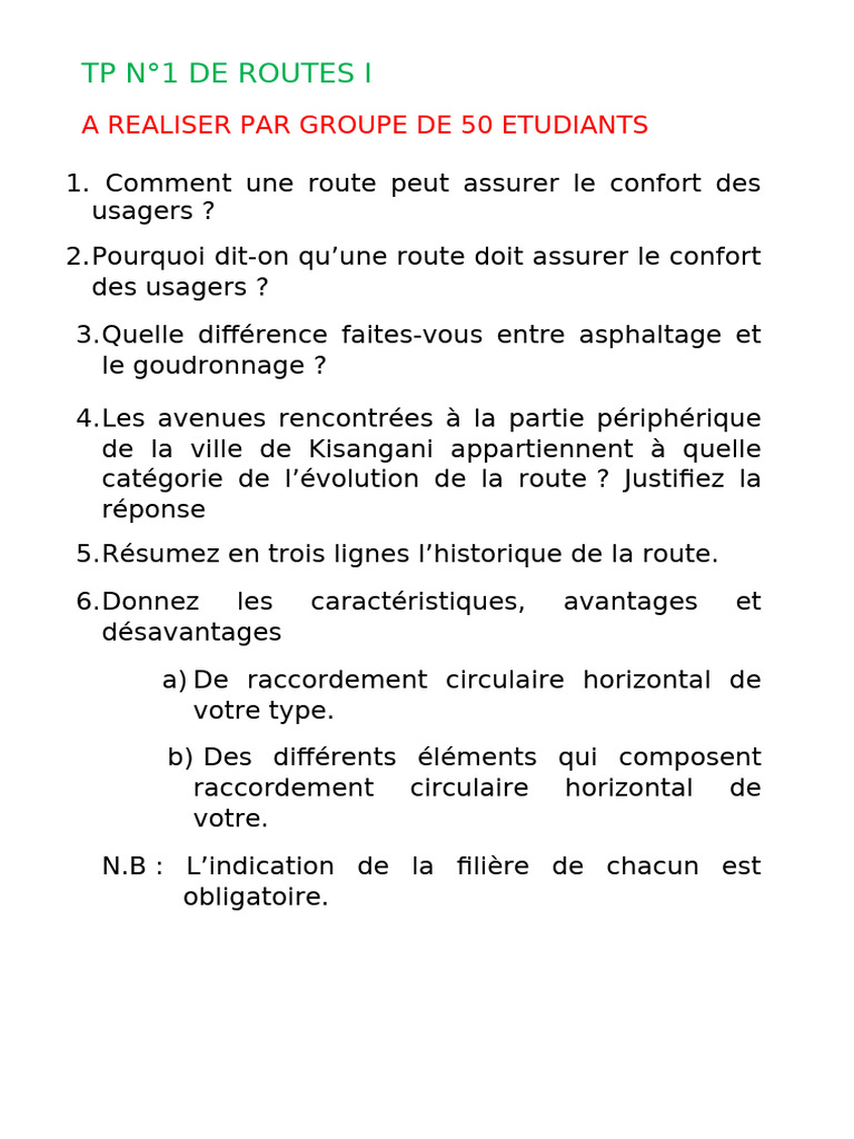 TP de Routes I | PDF