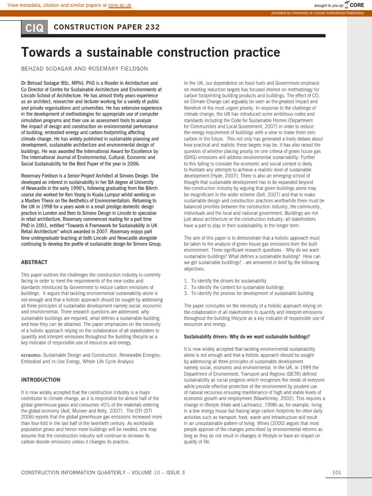 Towards a Low Carbon Construction Practi | PDF | Life Cycle Assessment ...