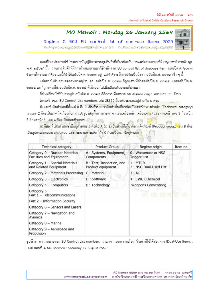 MO Memoir 2569 Jan 26 Mon Regime 5 ของ EU Control List of Dual-use ...