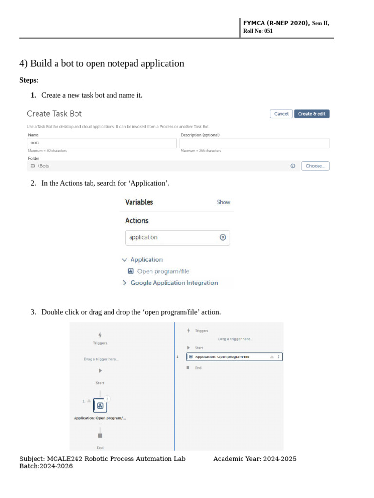 2.4 Build a Bot to Open Notepad Application | PDF