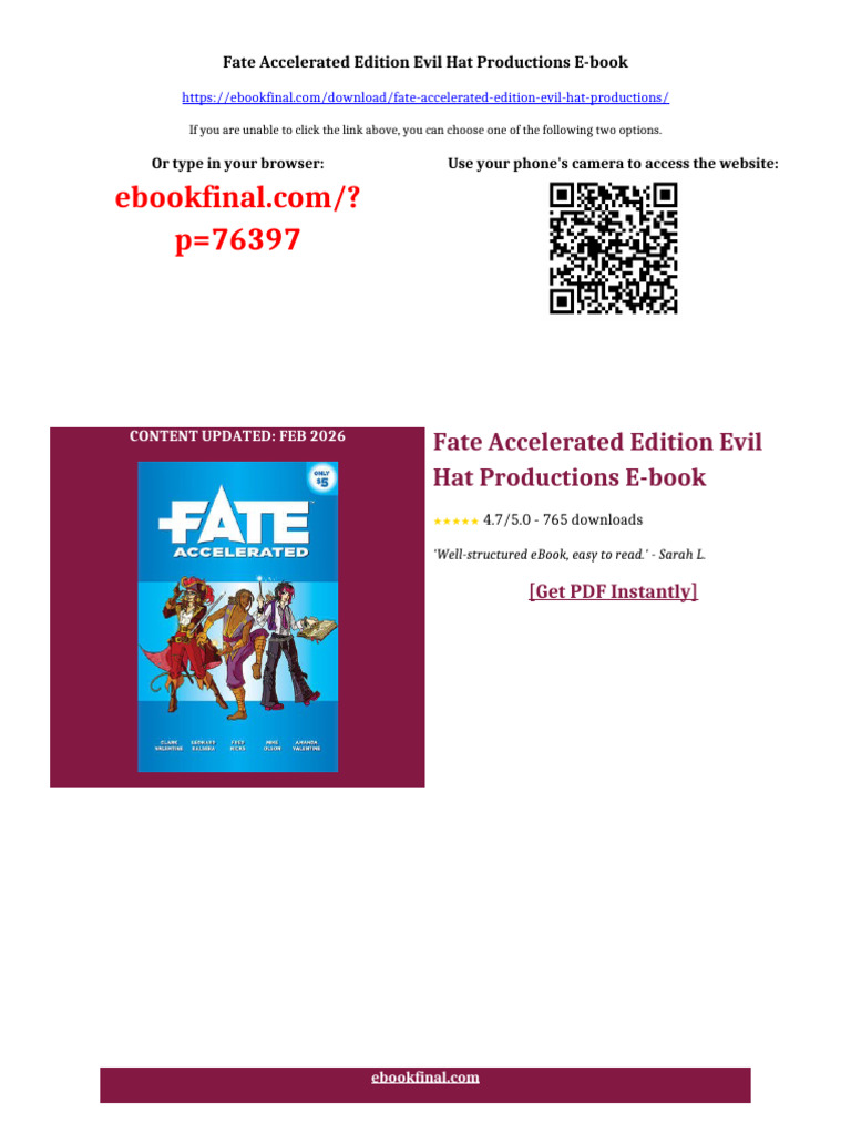 Fate Accelerated Edition Evil Hat Productions ebook portable reading ...