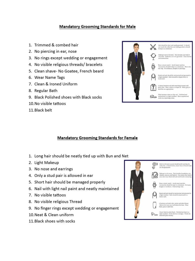 Mandatory Grooming Standards For Male | PDF