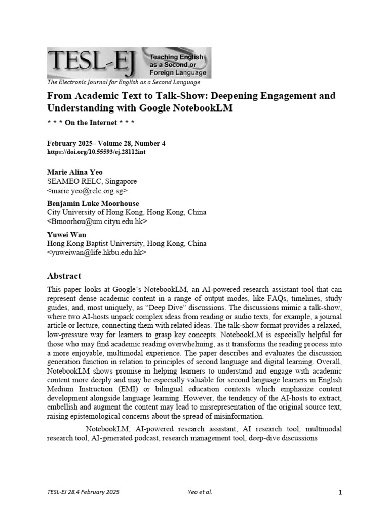 From Academic Text to Talk-Show - Deepening Engagement and ...