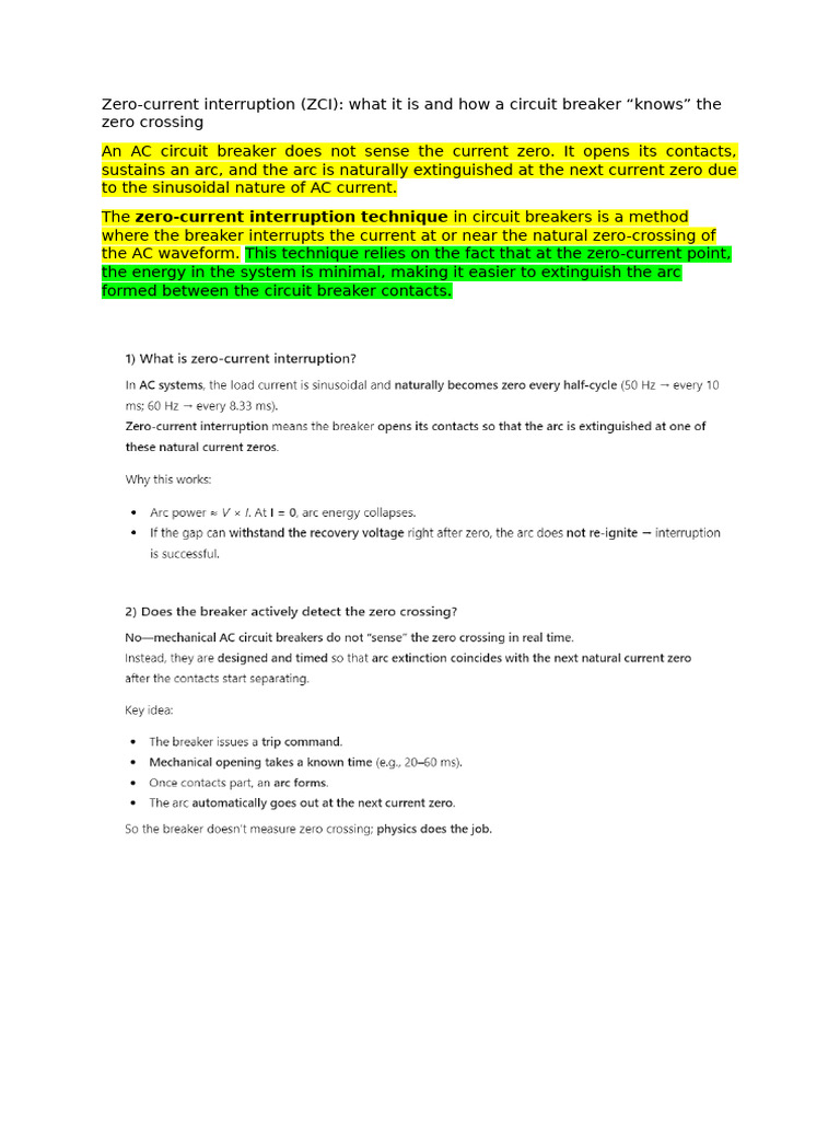 Note 1 Zero Current Interruption | PDF