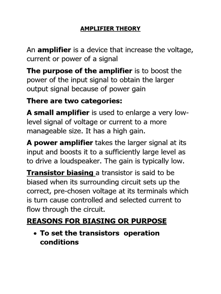 Topic 5 Amplifier Theory Notes | PDF | Amplifier | Decibel