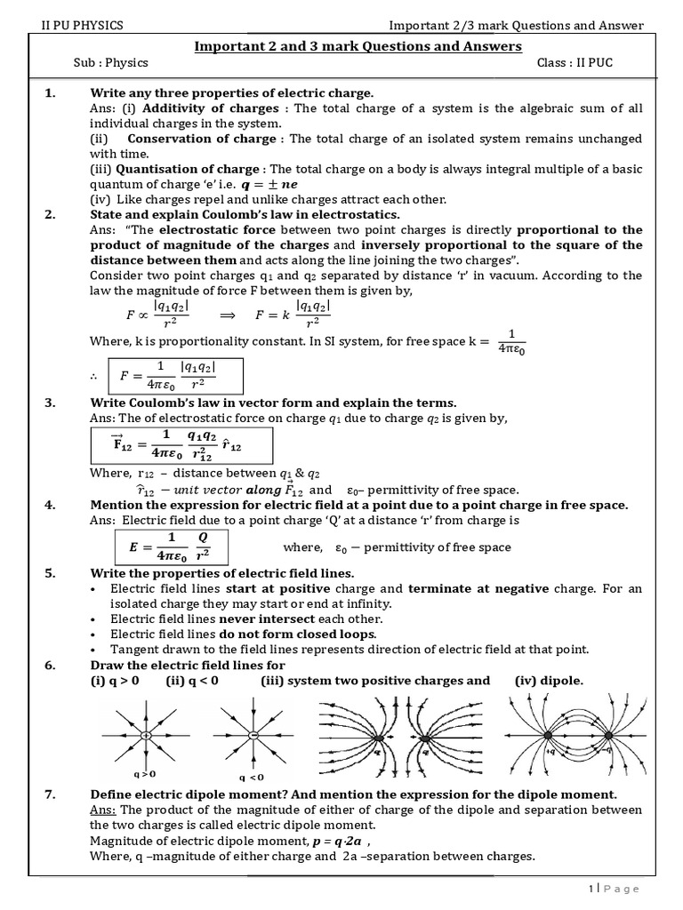 12th Physics 3 Marks Questions | PDF | Photoelectric Effect ...