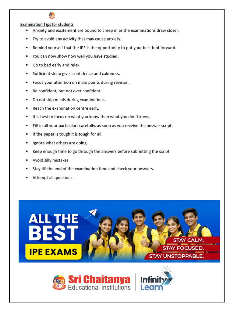 Instructions & Precautions - Ipe (Theory) - Final | PDF