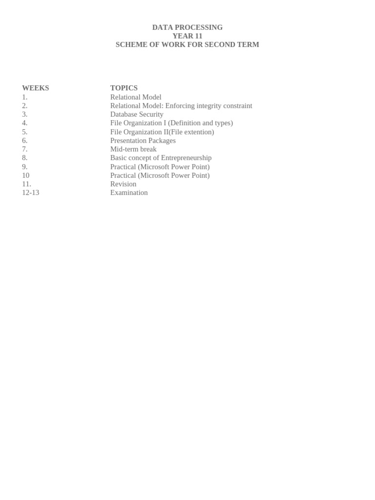 2ND Term SS2 DP Note | PDF | Relational Model | Databases