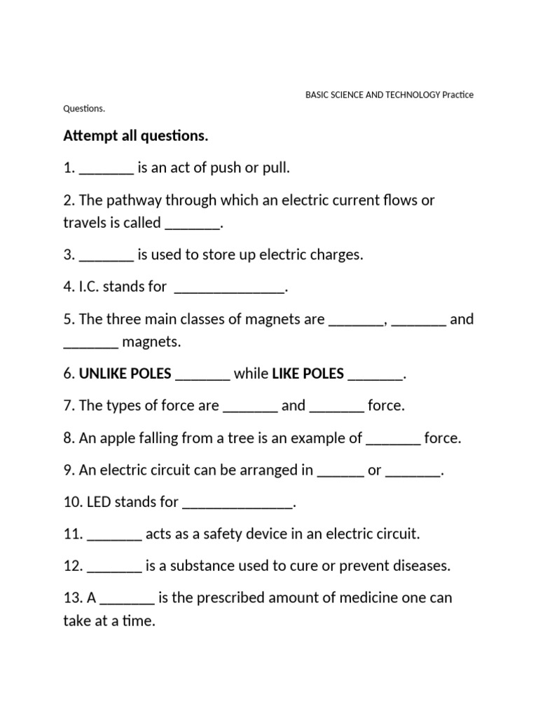 Garde 5&6 Basic Science Practice Questions | PDF | Soil | Waste