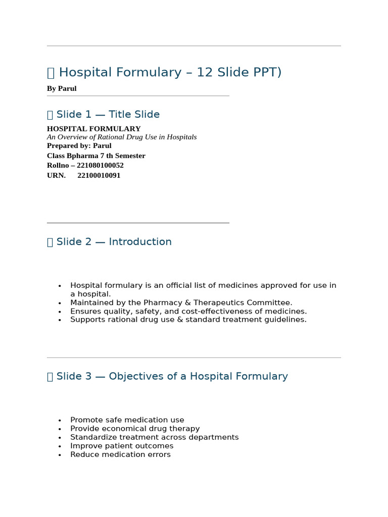 Hospital Formulary | PDF | Pharmacy | Therapy