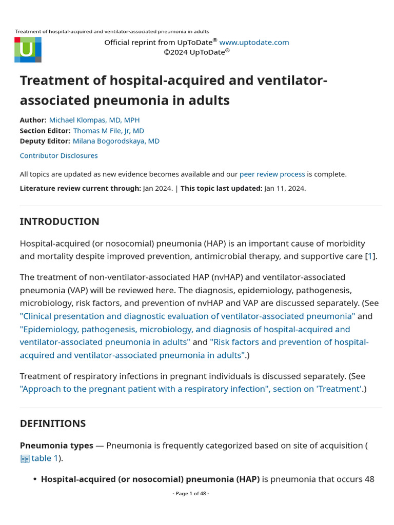 1-Treatment of Hospital-Acquired and Ventilator-Associated Pneumonia in ...