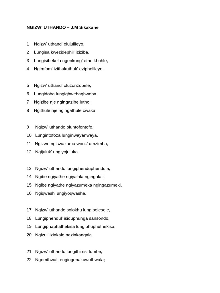 NGIZW'UTHANDO | PDF