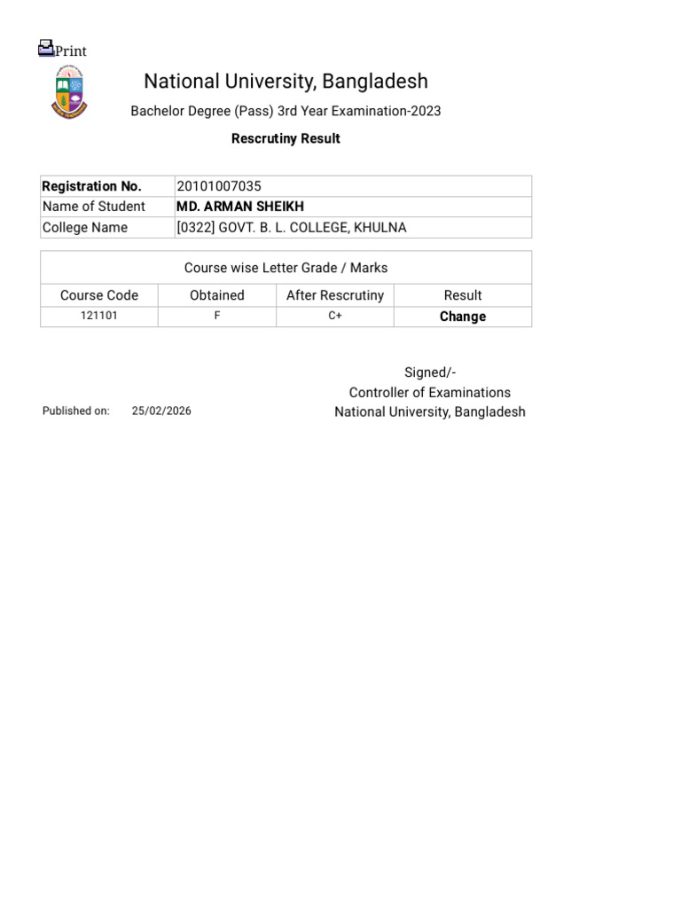Masters Rescrutiny Result | PDF