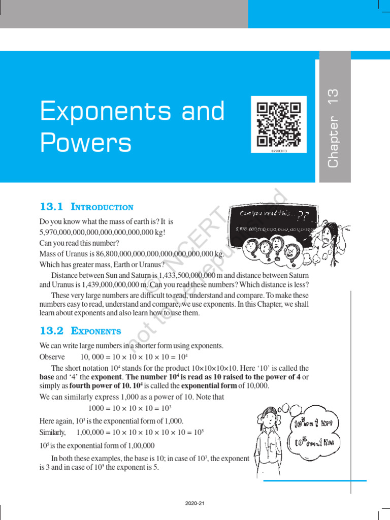 Ncert Books Class 7 Maths Chapter 13 | PDF | Exponentiation ...