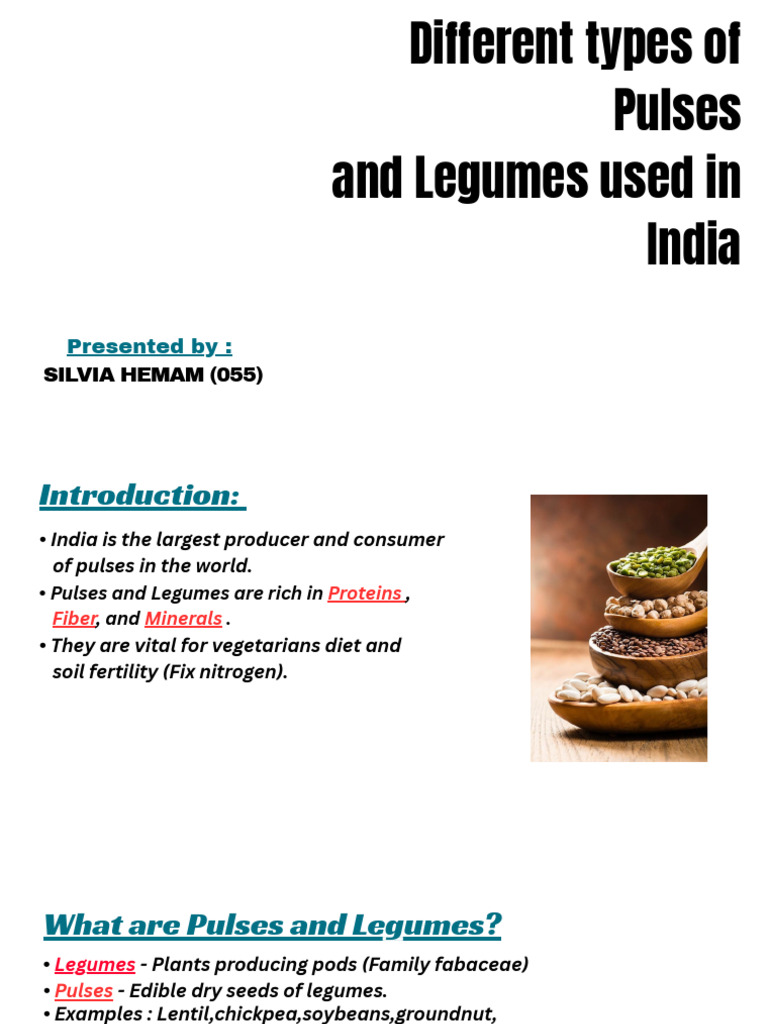 Different Types of Pulses and Legumes Use in India | PDF