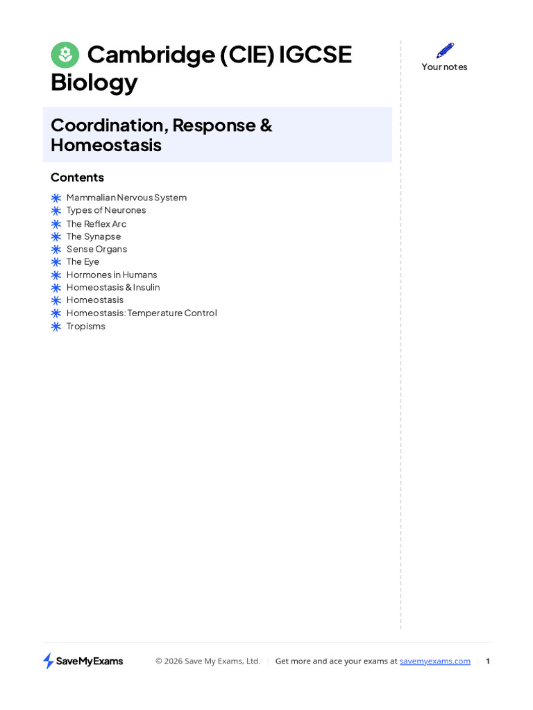 Biology Chapter 14 Notes | PDF | Chemical Synapse | Nervous System