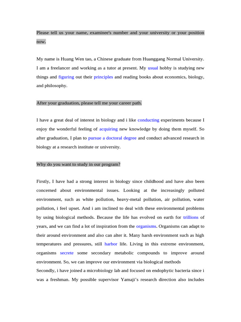 Sample Interview Questions | PDF | Scanning Electron Microscope | Biology