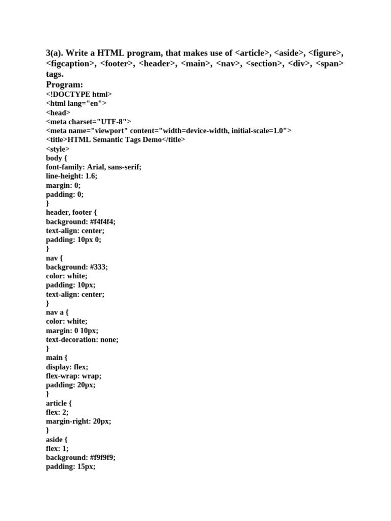 fsad lab prgm 3 | PDF | Html | Html Element