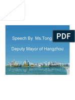 Speech by Ms - Tong Guili, Deputy Mayor of Hangzhou